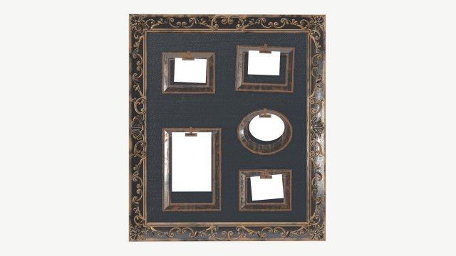 Wall frame decoration with photo frames Modelo 3D .c4d .max .obj .3ds .fbx .stl .blend 