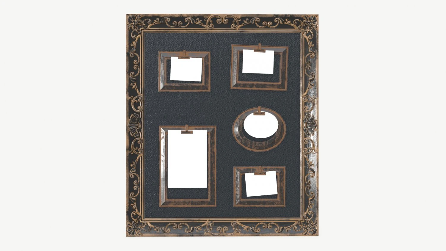 Wall frame decoration with photo frames 3D Model .c4d .max .obj .3ds .fbx .stl .blend 