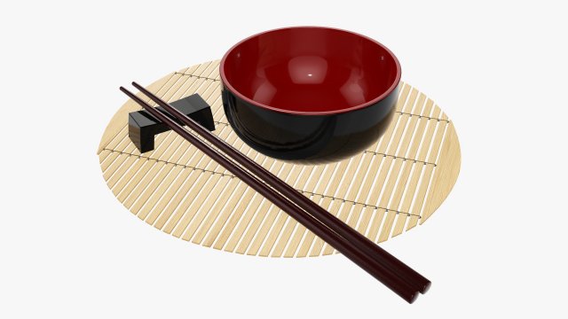 Chopsticks on rest with bowl Modelo 3D .c4d .max .obj .3ds .fbx .stl .blend 