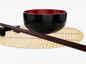 Chopsticks on rest with bowl Modelo 3D