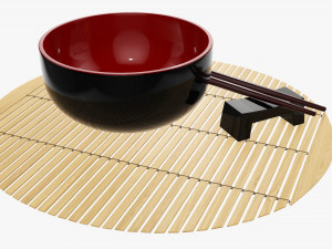 Chopsticks on rest with bowl Modelo 3D