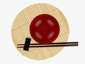 Chopsticks on rest with bowl Modelo 3D