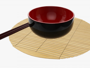 Chopsticks on rest with bowl Modelo 3D