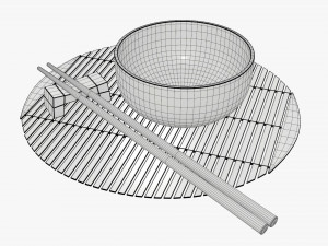 Chopsticks on rest with bowl Modelo 3D
