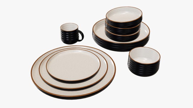 Dinnerware set 01 bowl mug dinner salad plate platter 3D मॉडल .c4d .max .obj .3ds .fbx .stl .blend 