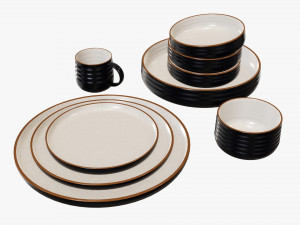 Dinnerware set 01 bowl mug dinner salad plate platter 3D Model