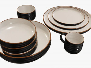 Dinnerware set 01 bowl mug dinner salad plate platter 3D Model