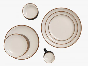 Dinnerware set 01 bowl mug dinner salad plate platter 3D Model