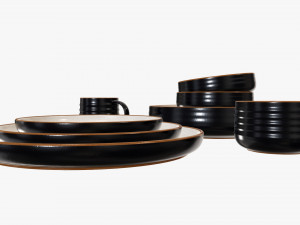 Dinnerware set 01 bowl mug dinner salad plate platter 3D मॉडल