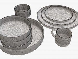 Dinnerware set 01 bowl mug dinner salad plate platter 3D मॉडल