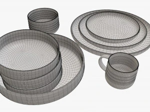 Dinnerware set 01 bowl mug dinner salad plate platter 3D Model