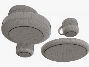 Dinnerware set 01 bowl mug dinner salad plate platter 3D मॉडल