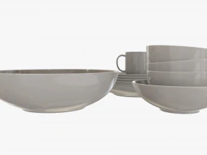 Dinnerware set 02 bowl mug dinner salad plate platter 3D Model