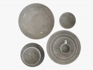 Dinnerware set 02 bowl mug dinner salad plate platter 3D Model