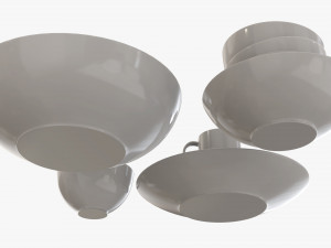 Dinnerware set 02 bowl mug dinner salad plate platter 3D Model