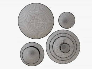 Dinnerware set 02 bowl mug dinner salad plate platter 3D Model
