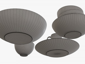 Dinnerware set 02 bowl mug dinner salad plate platter 3D Model