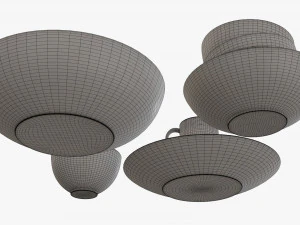 Dinnerware set 02 bowl mug dinner salad plate platter 3D Model