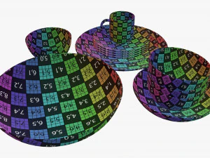 Dinnerware set 02 bowl mug dinner salad plate platter 3D Model
