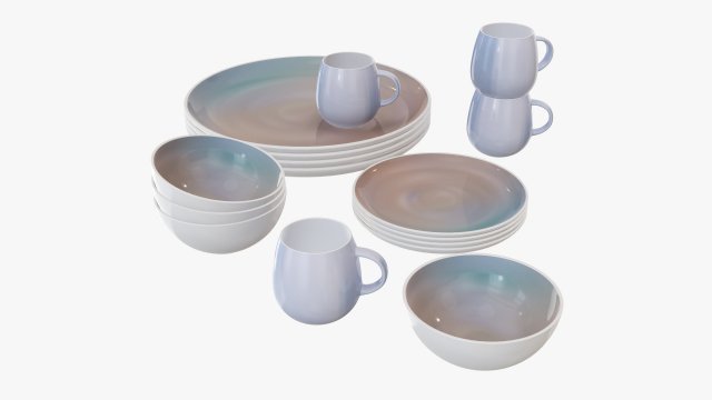 Dinnerware set 03 bowl mug dinner plate platter Modelo 3D .c4d .max .obj .3ds .fbx .stl .blend 