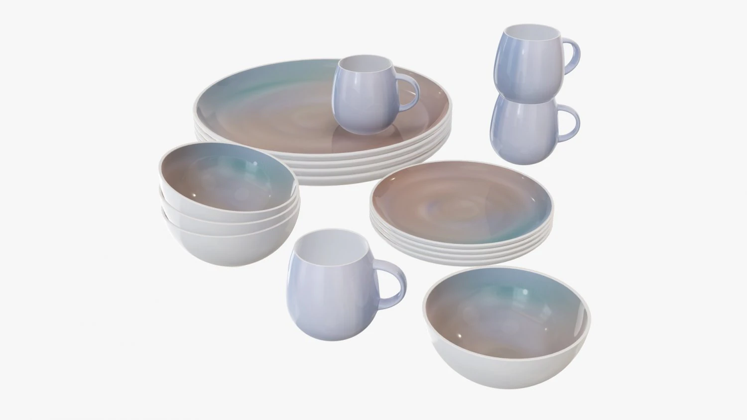 Dinnerware set 03 bowl mug dinner plate platter 3D Model .c4d .max .obj .3ds .fbx .stl .blend 