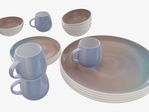 Dinnerware set 03 bowl mug dinner plate platter Modelo 3D
