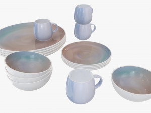 Dinnerware set 03 bowl mug dinner plate platter Modelo 3D