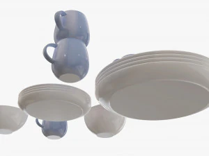 Dinnerware set 03 bowl mug dinner plate platter 3D Model