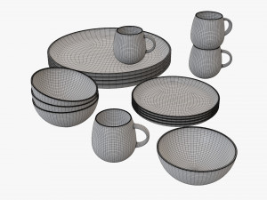 Dinnerware set 03 bowl mug dinner plate platter Modelo 3D