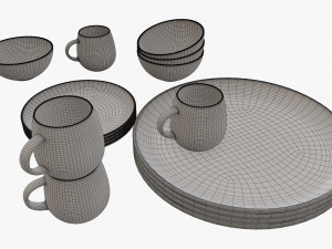 Dinnerware set 03 bowl mug dinner plate platter Modelo 3D