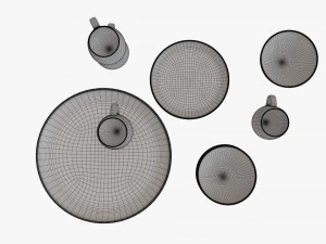 Dinnerware set 03 bowl mug dinner plate platter 3D Model
