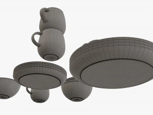 Dinnerware set 03 bowl mug dinner plate platter 3D Model