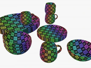 Dinnerware set 03 bowl mug dinner plate platter 3D Model
