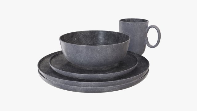 Dinnerware set 04 bowl mug dinner salad plate 3D Model .c4d .max .obj .3ds .fbx .stl .blend 