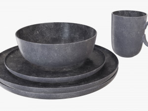 Dinnerware set 04 bowl mug dinner salad plate 3D Model