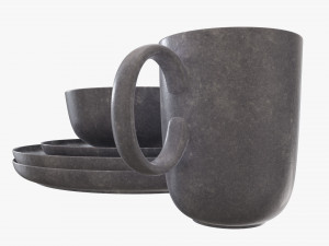 Dinnerware set 04 bowl mug dinner salad plate 3D Model