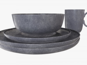 Dinnerware set 04 bowl mug dinner salad plate 3D Model