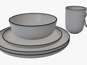 Dinnerware set 04 bowl mug dinner salad plate 3D Model