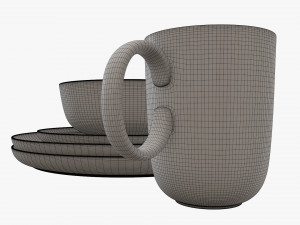 Dinnerware set 04 bowl mug dinner salad plate 3D Model