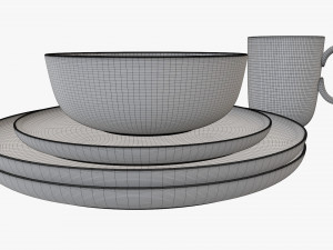 Dinnerware set 04 bowl mug dinner salad plate 3D Model