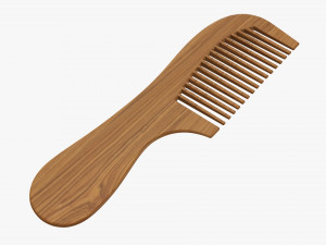 Hair comb wooden type 4 3D Model
