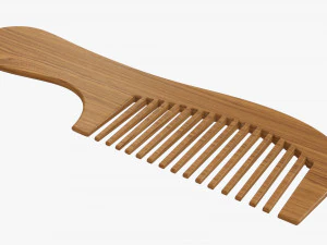 Hair comb wooden type 4 3D Model