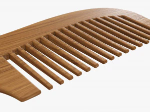 Hair comb wooden type 4 3D Model