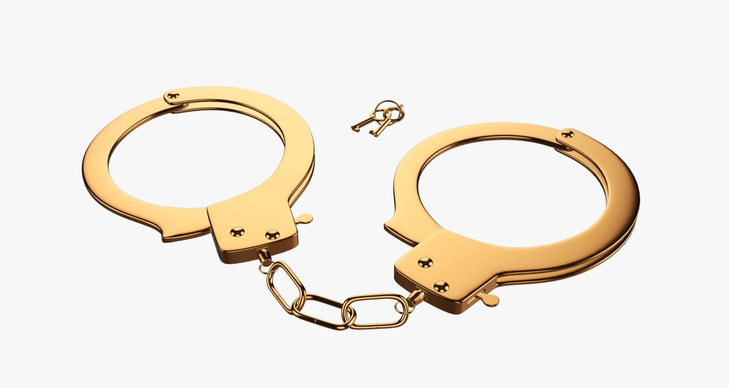 Handcuffs gold 3D Model .c4d .max .obj .3ds .fbx .stl .blend 