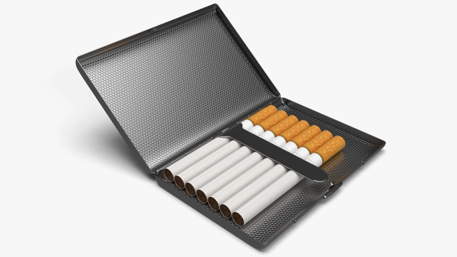 Metal cigarette case box 02 open 3D Model .c4d .max .obj .3ds .fbx .stl .blend 