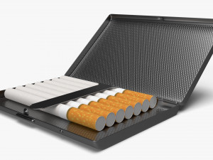 Metal cigarette case box 02 open Model 3D