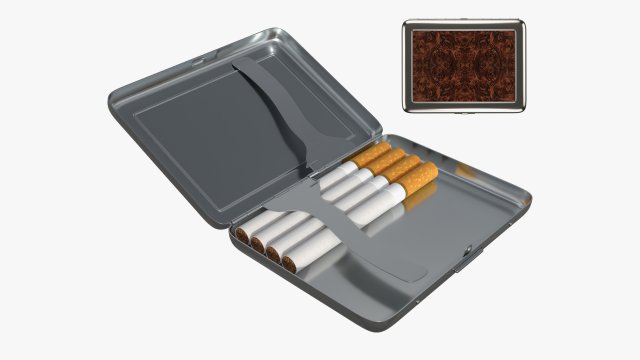Metal cigarette case box 03 open 3D Model .c4d .max .obj .3ds .fbx .stl .blend 