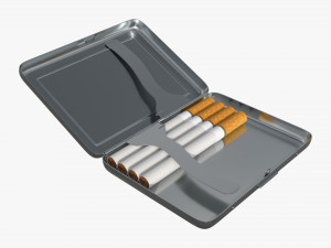 Metal cigarette case box 03 open 3D Model