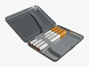 Metal cigarette case box 03 open 3D Model
