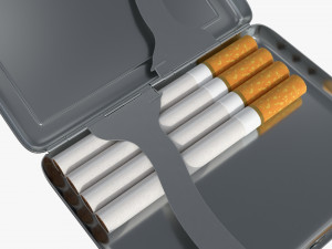 Metal cigarette case box 03 open 3D Model